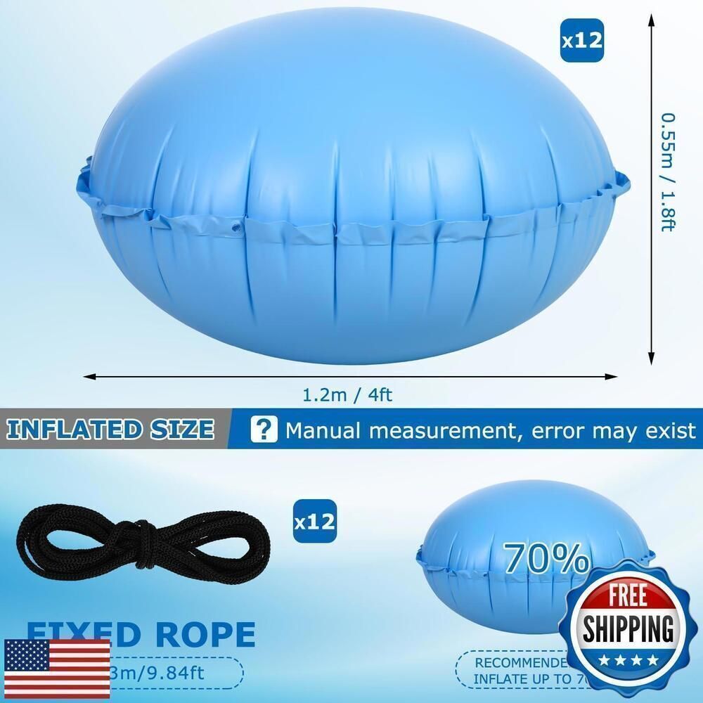 Pool Pillows for Above Ground Pools 4 x 4 ft Pool Air Pillow with Ropes PVC - Picture 2 of 5